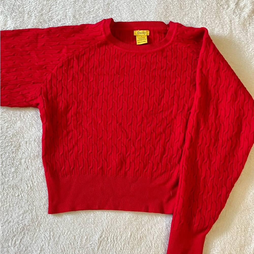 Daisy Vibrant Red Crew Neck Sweater